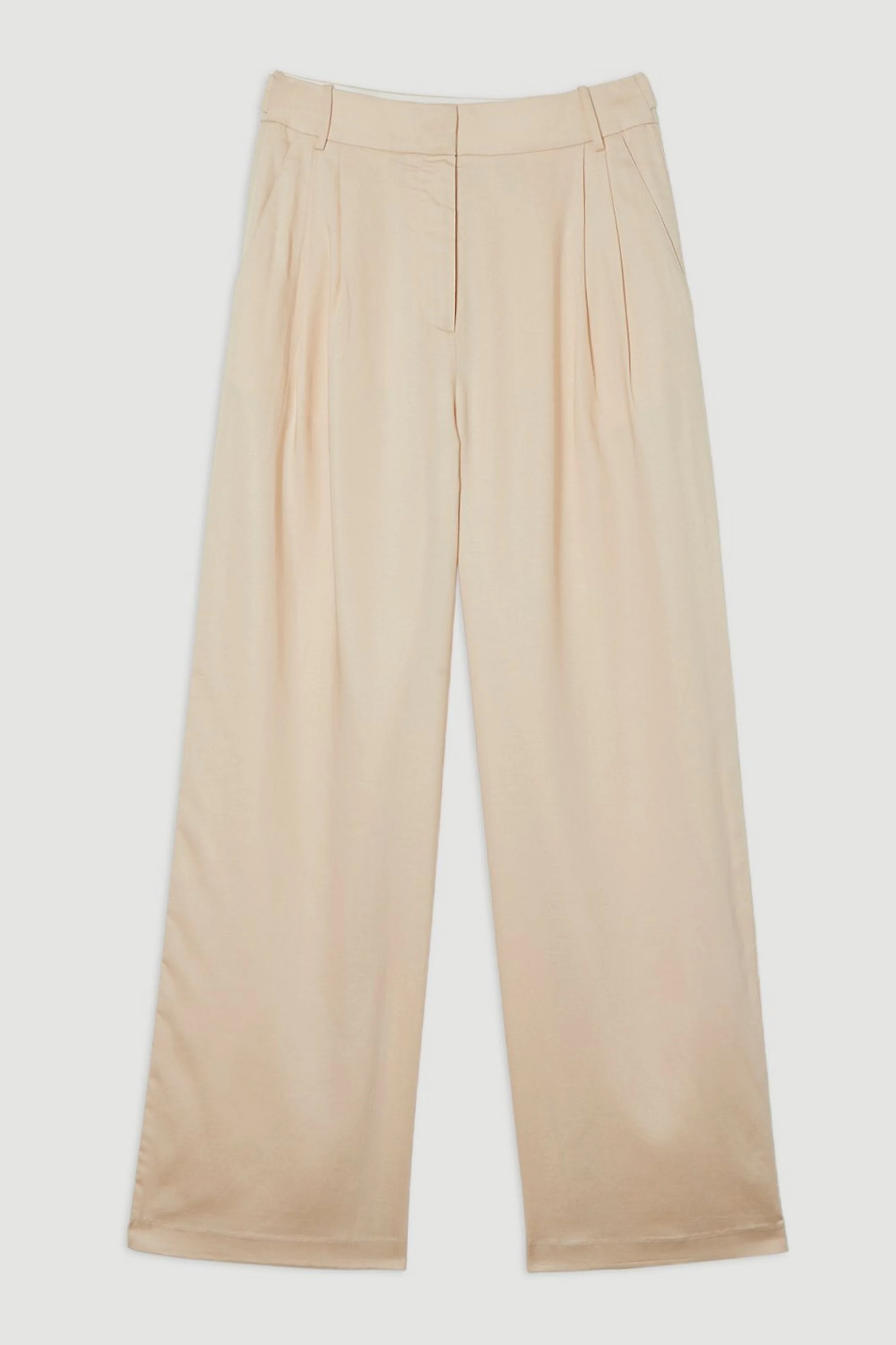 Premium Linen Wide Leg Tailored Trouser | Karen Millen UK + IE + DE + NL