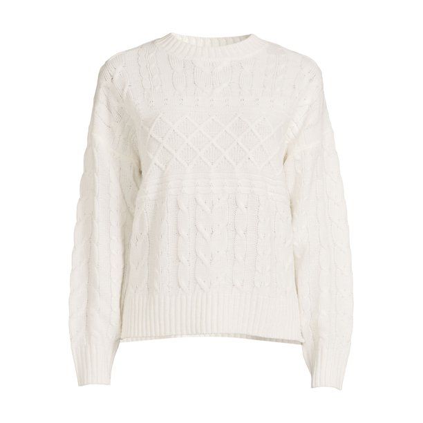 Time and Tru Women's Mixed Stitch Sweater - Walmart.com | Walmart (US)