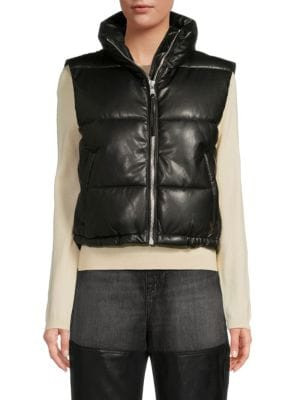 Stand Collar Faux Leather Puffer Vest | Saks Fifth Avenue OFF 5TH