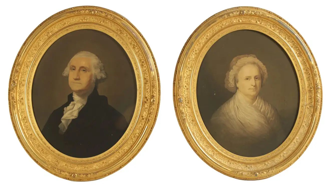 George Washington & His Wife - Pair of 19th Century American Portraits, c. 18631860's | 1stDibs