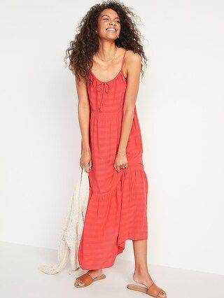 Tiered Tie-Front Maxi Swing Sundress for Women | Old Navy (CA)