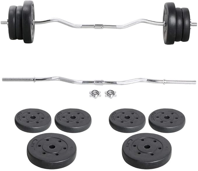 Yaheetech Barbell Weight Set - Olympic Curl Bar & 6 Olympic Weights & 2 Olympic Barbell Clamps fo... | Amazon (US)