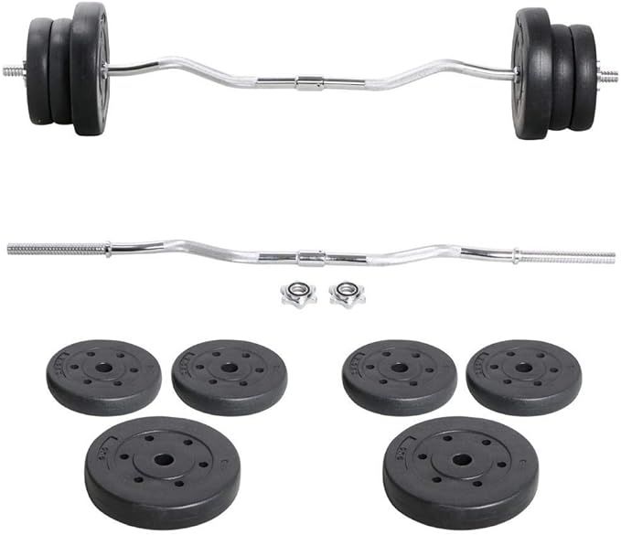 Yaheetech Barbell Weight Set - Olympic Curl Bar & 6 Olympic Weights & 2 Olympic Barbell Clamps fo... | Amazon (US)