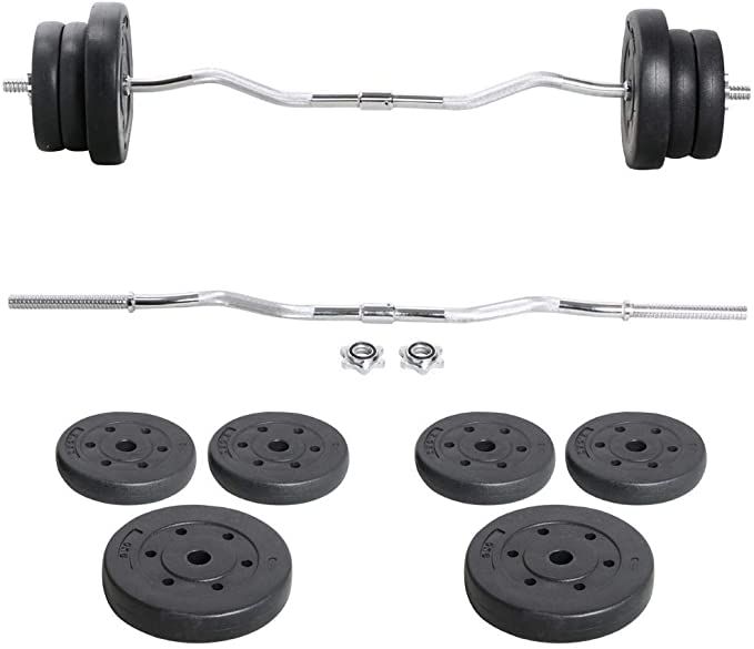 Yaheetech Barbell Weight Set - Olympic Curl Bar & 6 Olympic Weights & 2 Olympic Barbell Clamps fo... | Amazon (US)