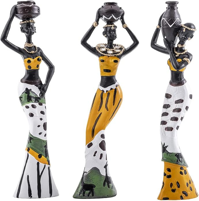 Galiyen 3 Pack African Statues and Sculptures Women Figure Girls Exotic Tribal Lady Figurine Home... | Amazon (US)
