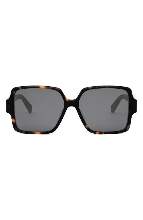 CELINE Triomphe 60mm Square Sunglasses in Dark Havana /Smoke at Nordstrom | Nordstrom