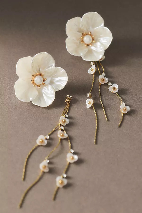 Iridescent Flower Drop Earrings | Anthropologie (US)