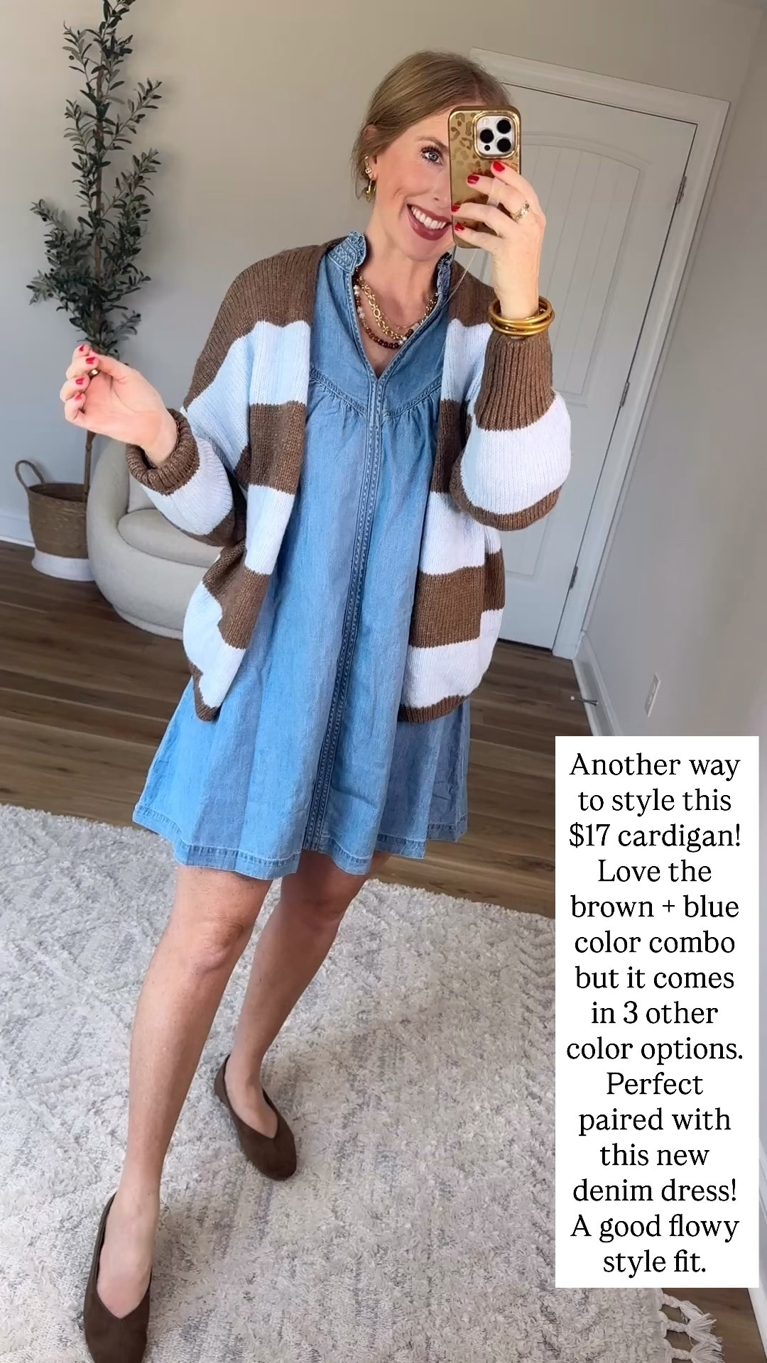 Walmart try on, no boundaries, scenario, striped cardigan, denim dress

#LTKgrwm