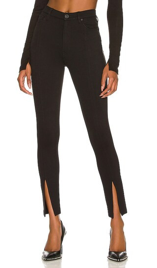 Barbara Split Hem High Waist Super Skinny in Black | Revolve Clothing (Global)