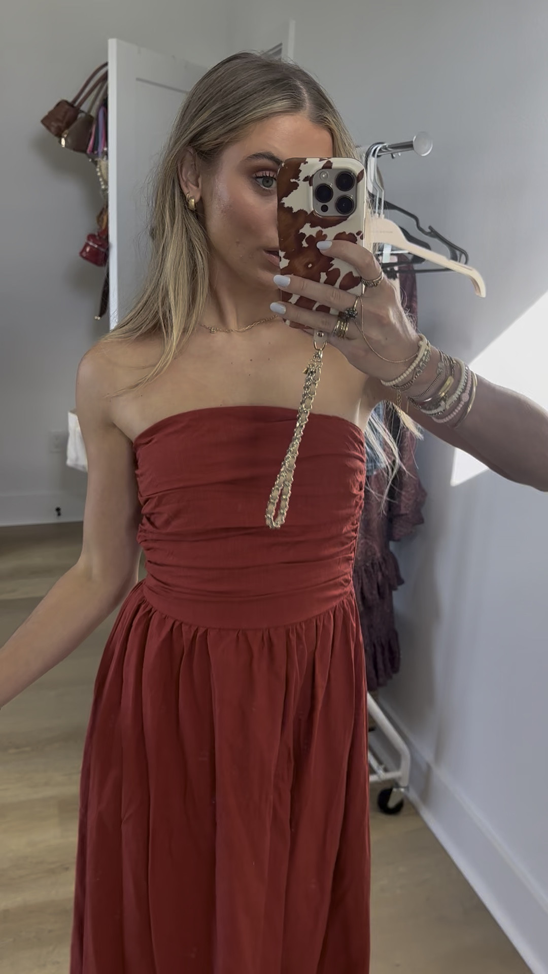 Showpo size 2. Introducing the unforgettable Polly Midi Dress - a strapless ruched masterpiece in a vibrant red that's made to turn heads and empower your stride. This stunning dress isn’t just a piece of clothing; it's a statement of confidence, a celebration of your bold and beautiful self. Perfect for any occasion, from daytime outings to evening escapades, it's versatility personified

#LTKHoliday #LTKFindsUnder100 #LTKWedding