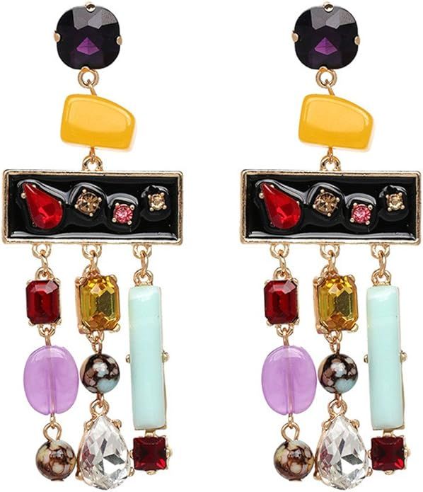 Lureme Bohemian Chandelier Crystal Stone Dangle Drop Tassel Earrings for Women (er006022) | Amazon (US)