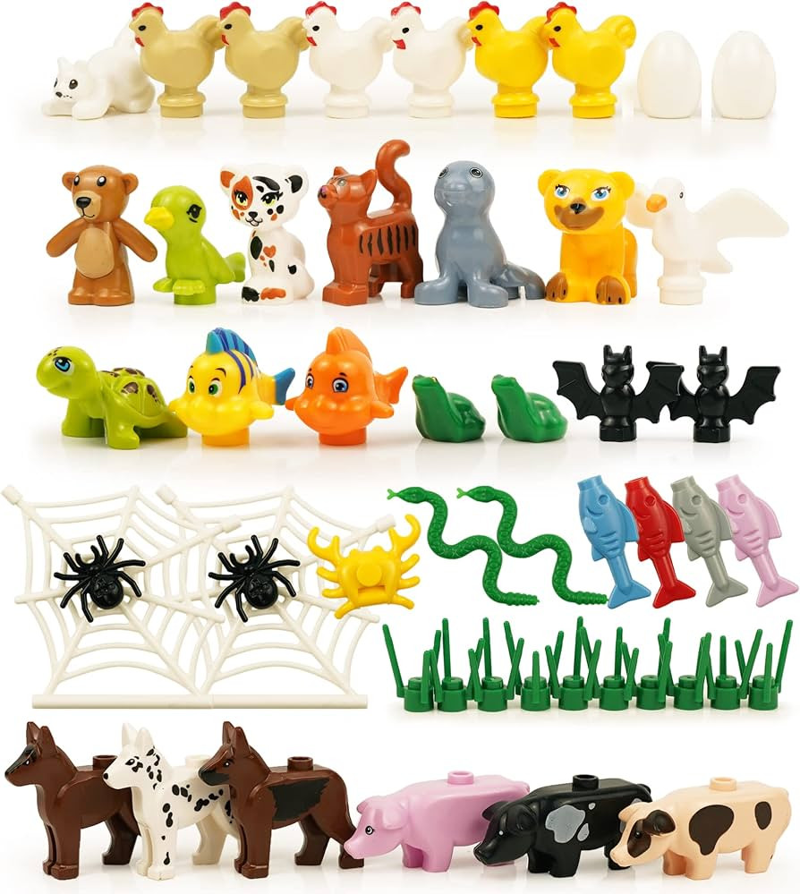 Farm Animals Accessories - Zoo Building Block Friends Pets Pack, People Parts-Cats Dogs Brids Jun... | Amazon (US)