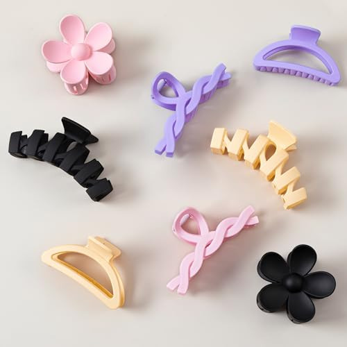 8PCS Hair Clips for Women, Flower Claw Clips for Thick Hair, Non-Slip Hair Accessories with Multi-Styles, Colorful Hair Claw Clips and Variety Pack, Ideal for Girls | Amazon (US)