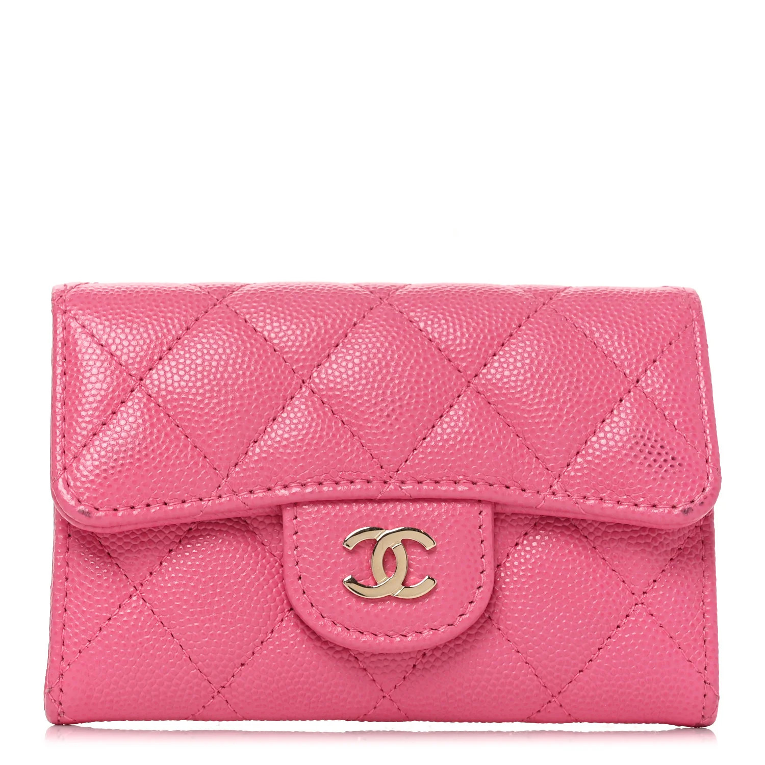 Caviar Quilted Flap Card Holder Wallet Pink | FASHIONPHILE (US)