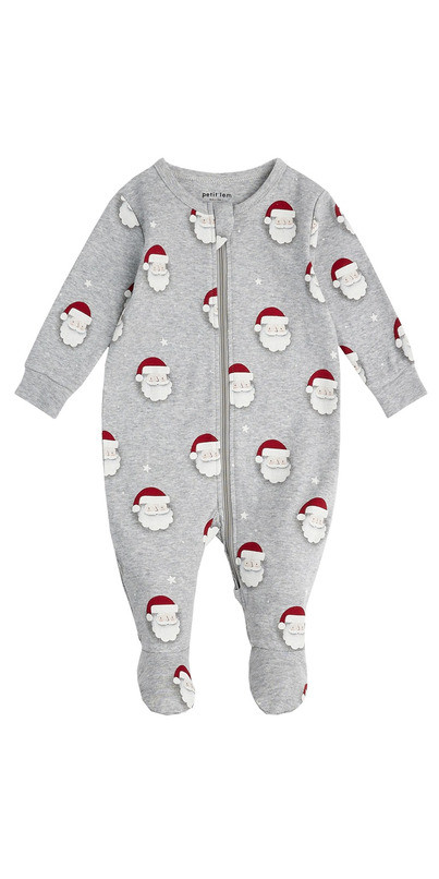 petit lem Baby Sleeper Santa Heather Grey | Well.ca