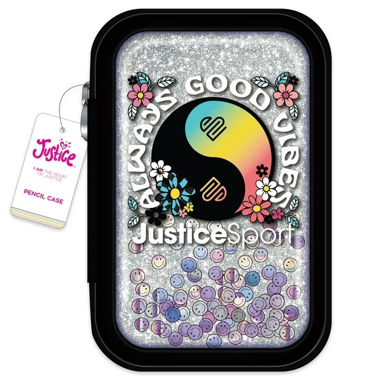 Justice Groovy Vibes Pencil Case with Glitter and Confetti Accents, Multi-Color, 5.51-inch Wide b... | Walmart (US)