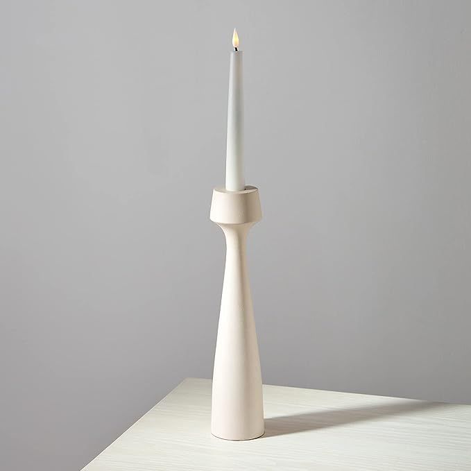 Tall Modern Candle Holders for Taper Candlesticks, Chic Matte Finish, 11 Inch Tall, Neutral Cream... | Amazon (US)