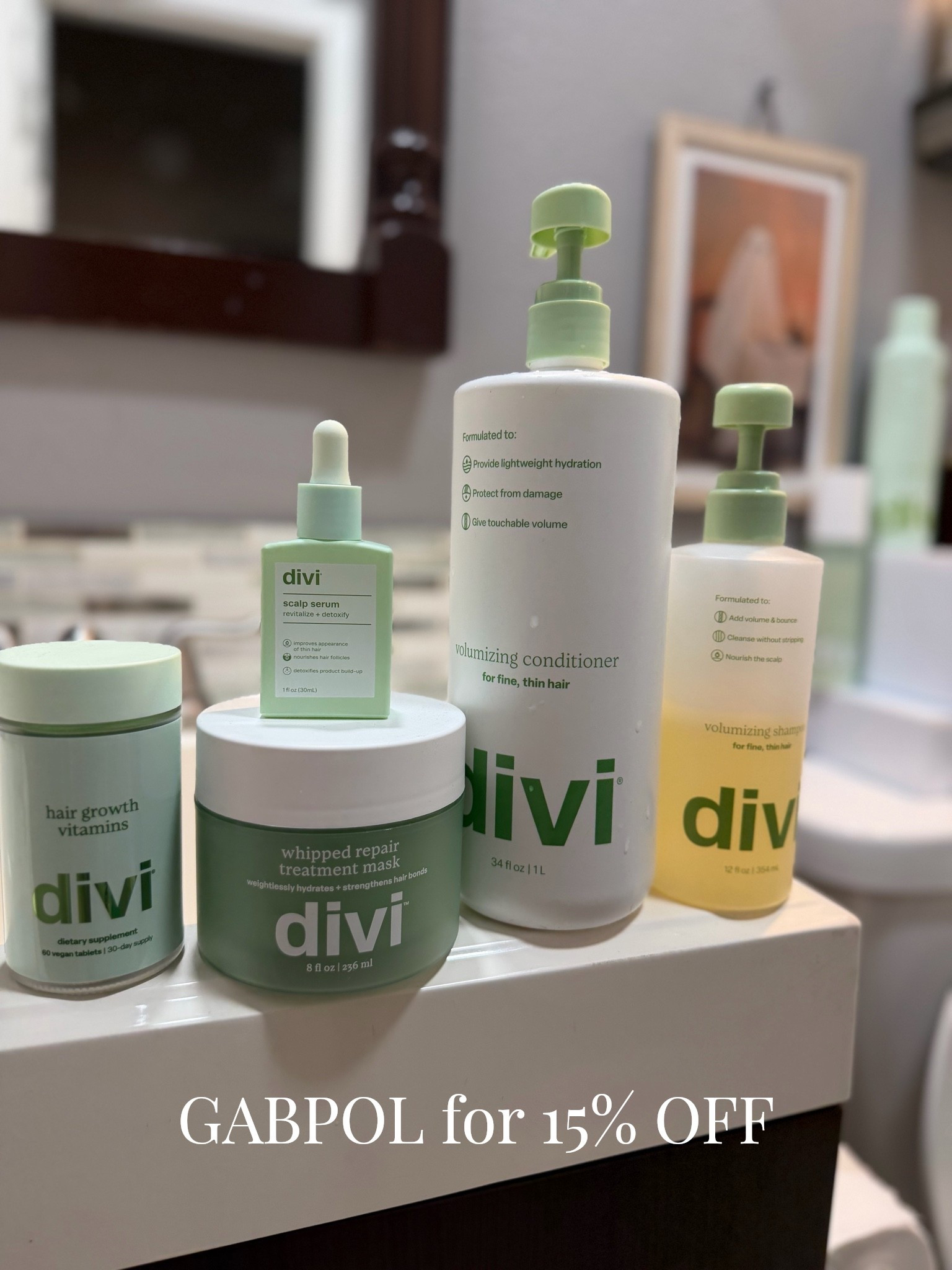My daily routine with @Divi Official ! Save 15% off/w code GABPOL
You will feel like you’re at the spa instead of your bathroom. Divi scalp serum | divi volumizing shampoo.

#LTKdayinmylife #LTKselfcare #LTKBeauty