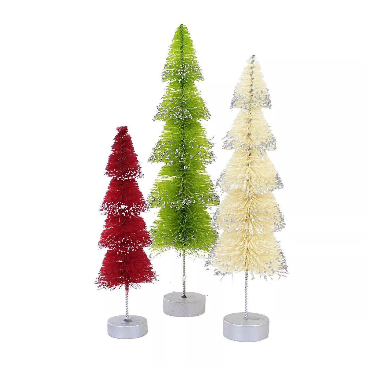 Bethany Lowe Christmas Layered Bottle Brush Trees  -  Three Trees 9.0 Inches -  Twisted Wire Trun... | Target