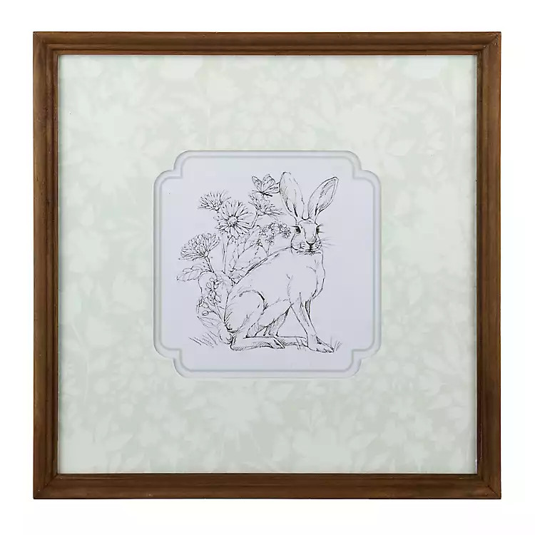 New! Bunny on Floral Background Framed Art Print | Kirklands