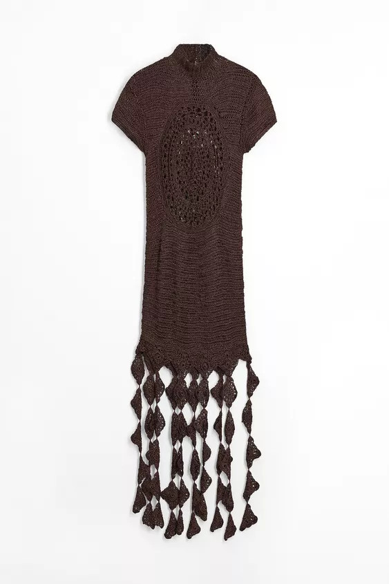 DIAMOND FRINGE CROCHET DRESS | Zara US