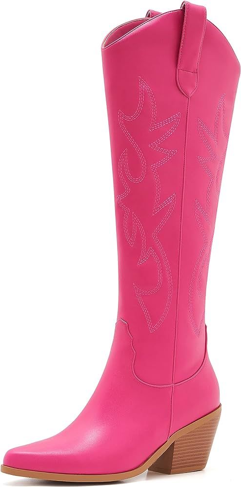 Cowboy Boots For Women -Wide Calf Knee High Cowgirl Boots Botas Vaqueras Para Mujer Classic Embro... | Amazon (US)