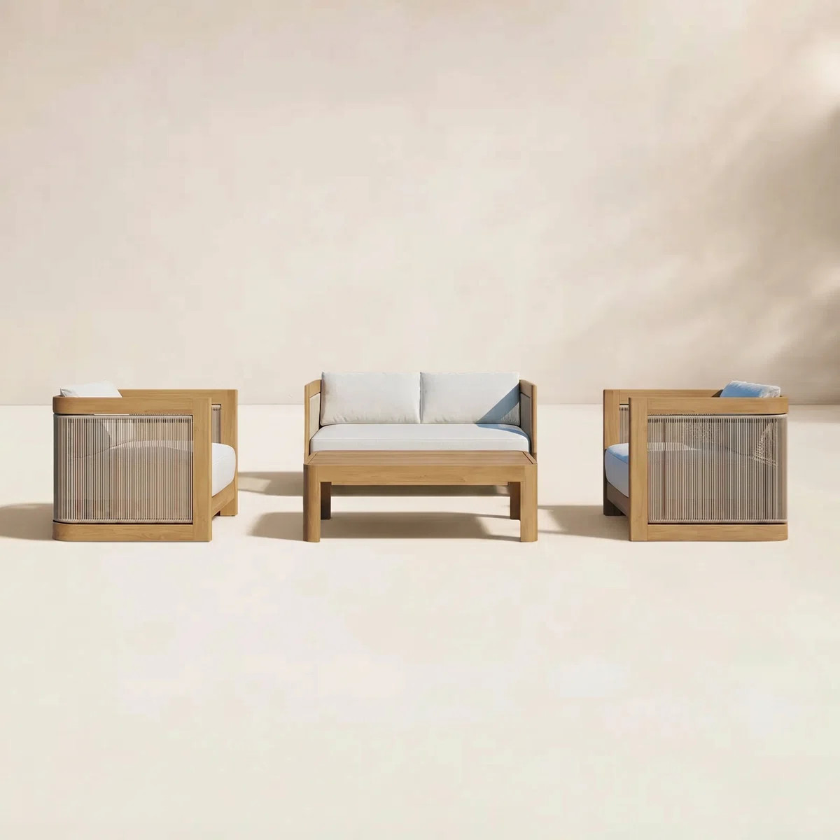 Fontaine 4 Piece Outdoor Set In Oiled Eucalyptus | Wayfair North America