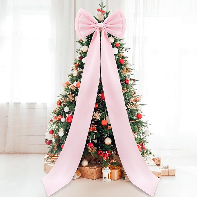 Giant Bow Decor Christmas Tree Topper Decoration Big Bows for Room Wall Backdrop 75x18 Inch Ribbo... | Amazon (US)