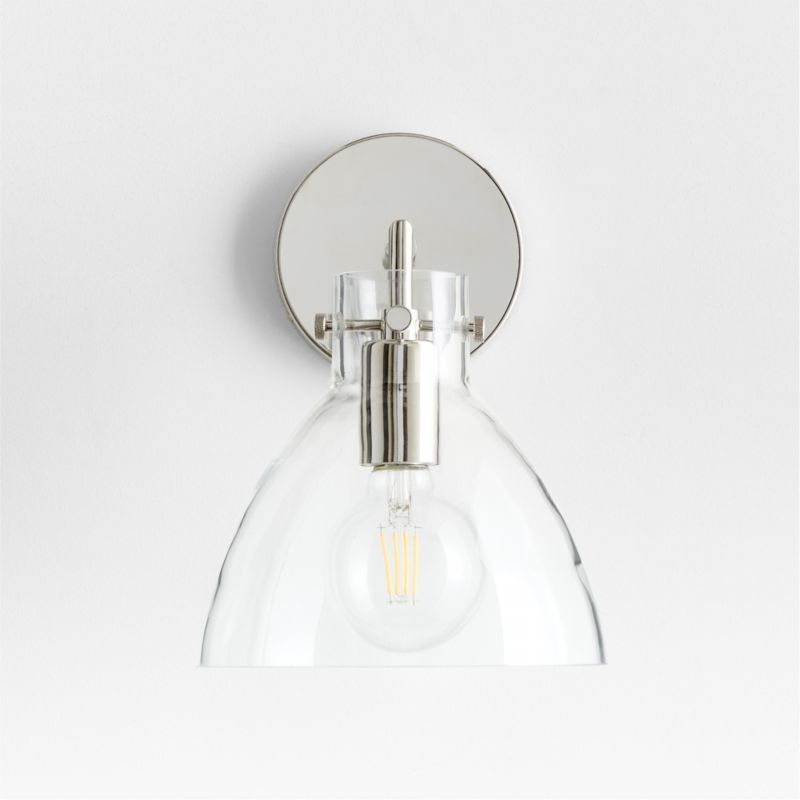Dakota Nickel Sconce Bathroom Vanity Light with Small Clear Glass Dome | Crate & Barrel | Crate & Barrel