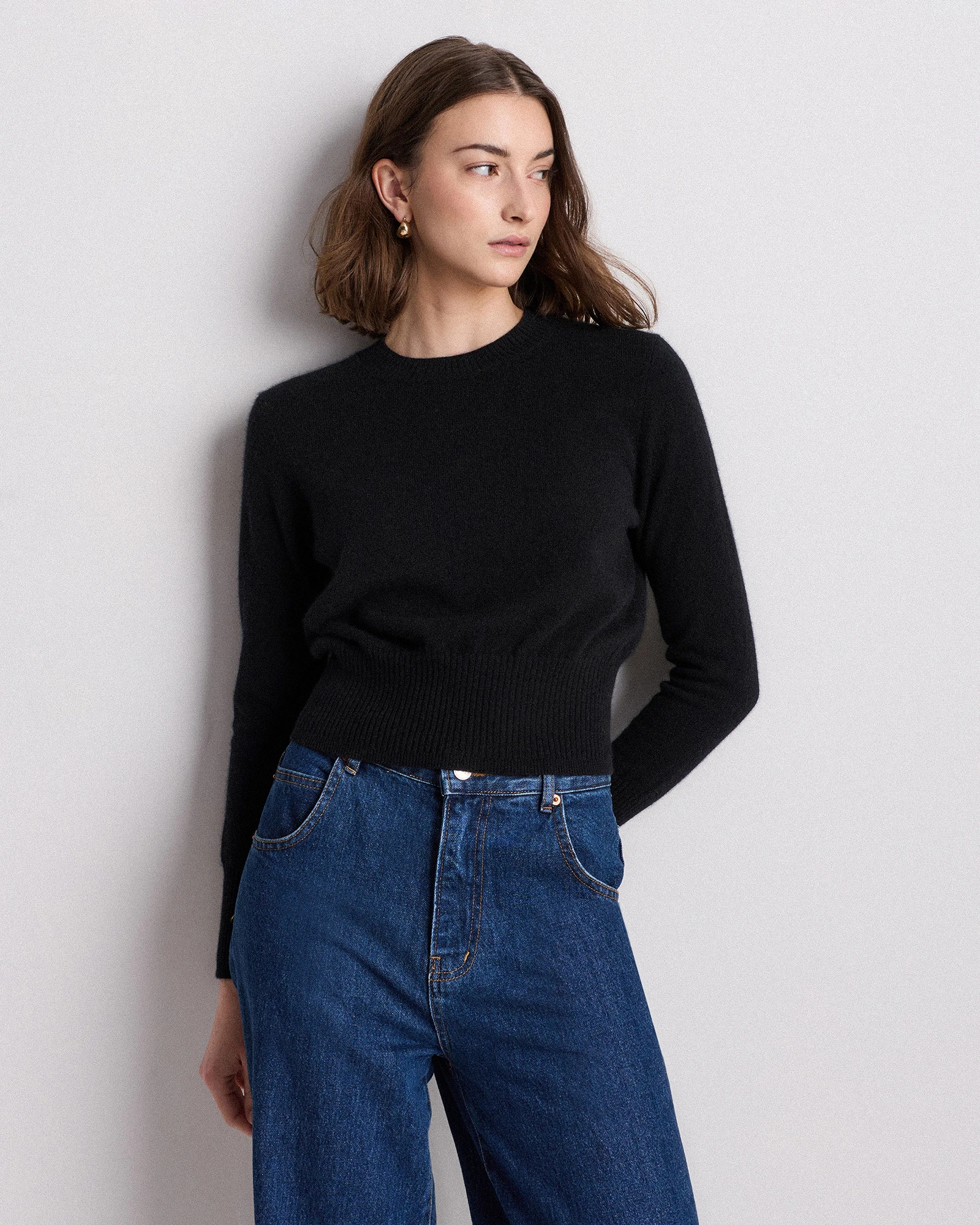 Mongolian Cashmere Shrunken Crewneck Sweater | Quince