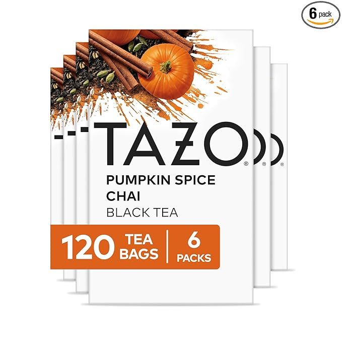 TAZO Pumpkin Spice Chai Tea Bags, Black Tea, Holiday Gift For Tea Lovers, 20ct (6pk) | Amazon (US)