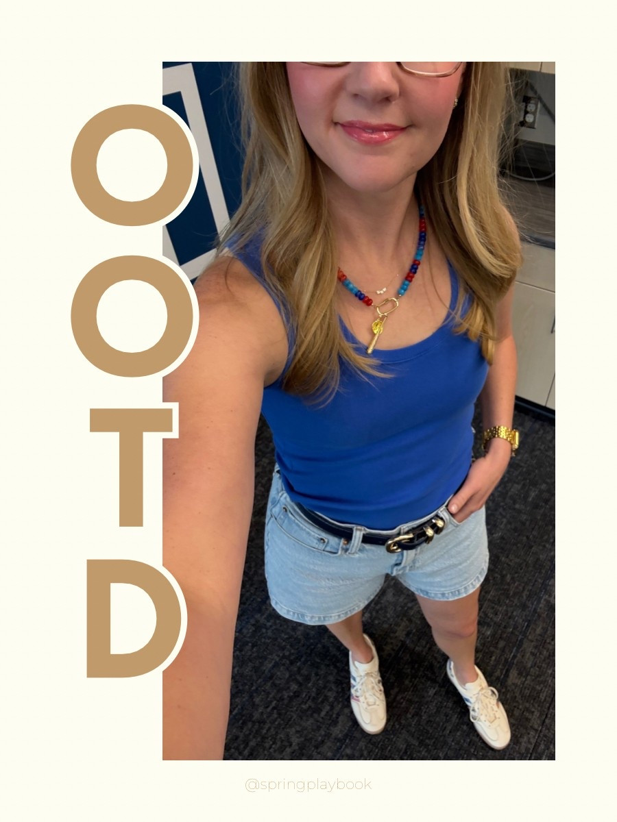 Today’s Ballgame outfit. Comfort is a must for doubleheaders. Top and shorts are from last year but here are some similar items  

I love this navy belt! It’s form + function at its finest. Necklace is custom @yellowdoggems. 

#createdcolorful #createdcolorfulspring #hocspring #tcispring #pcaspring #lightspring #warmspring #truespring #brightspring #clearspring #paintboxspring #bluespring

#LTKSeasonal #LTKSummerEdit #LTKSaleAlert