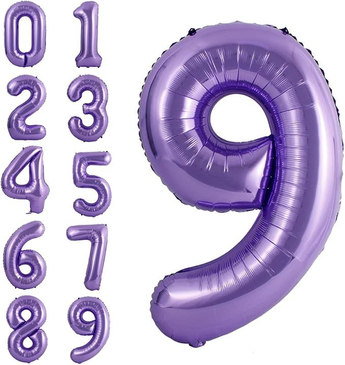 40 Inch Large Purple Balloon Number 9 Balloon Helium Foil Mylar Balloons Party Festival Decoratio... | Amazon (US)
