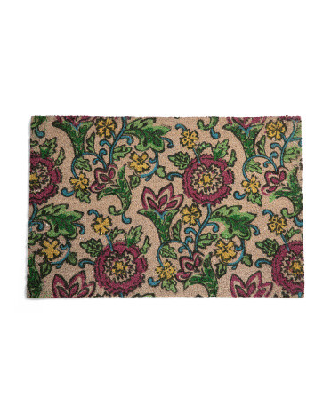 24x36 Block Print Florals Coir Doormat | TJ Maxx