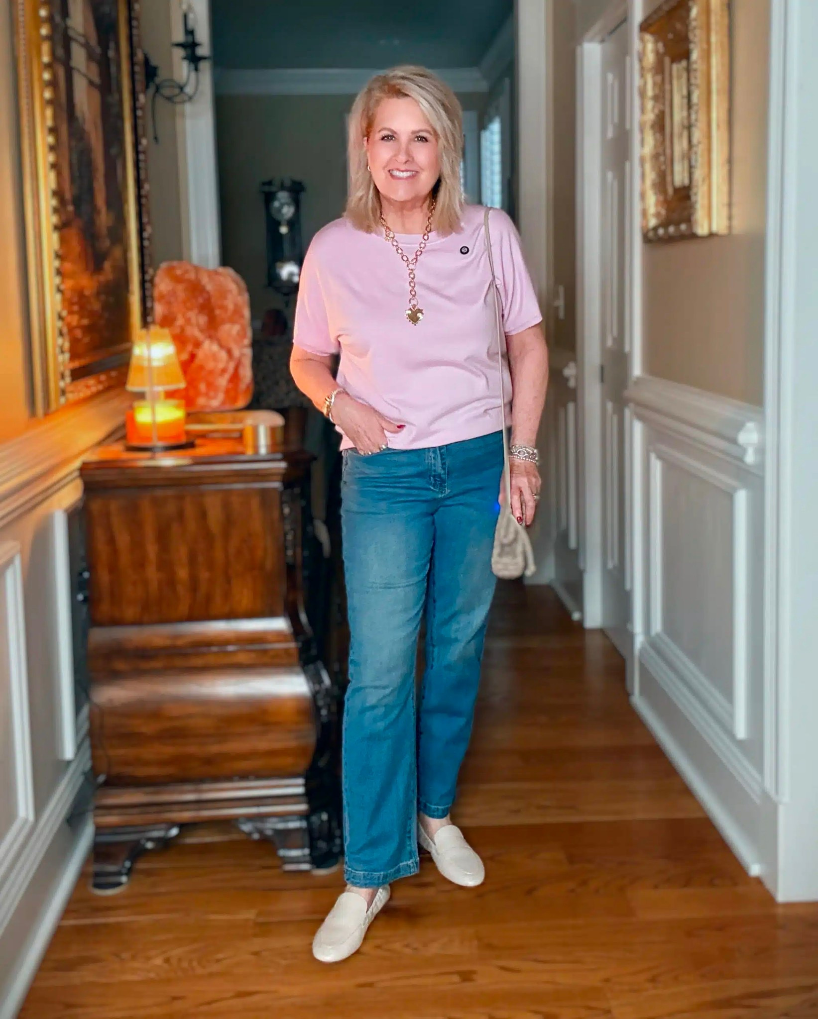 Another casual, pink outfit for Valentine’s Day! My pink top is a size large and comes in several colors. My jeans are a size 8 from Amazon and they come in multiple washes. Loafers are true to size. 

#LTKootd #LTKValentine #LTKWorkwear