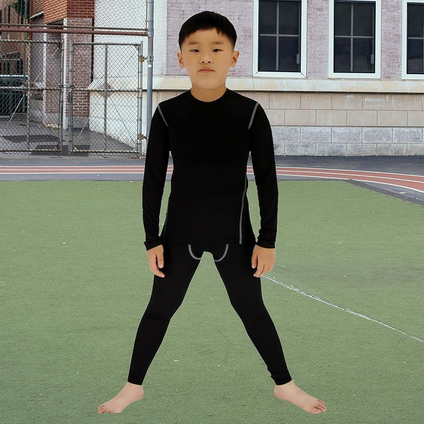 LANBAOSI Boys & Girls Long Sleeve Compression Shirts and Pant 2 Pcs Set | Amazon (US)