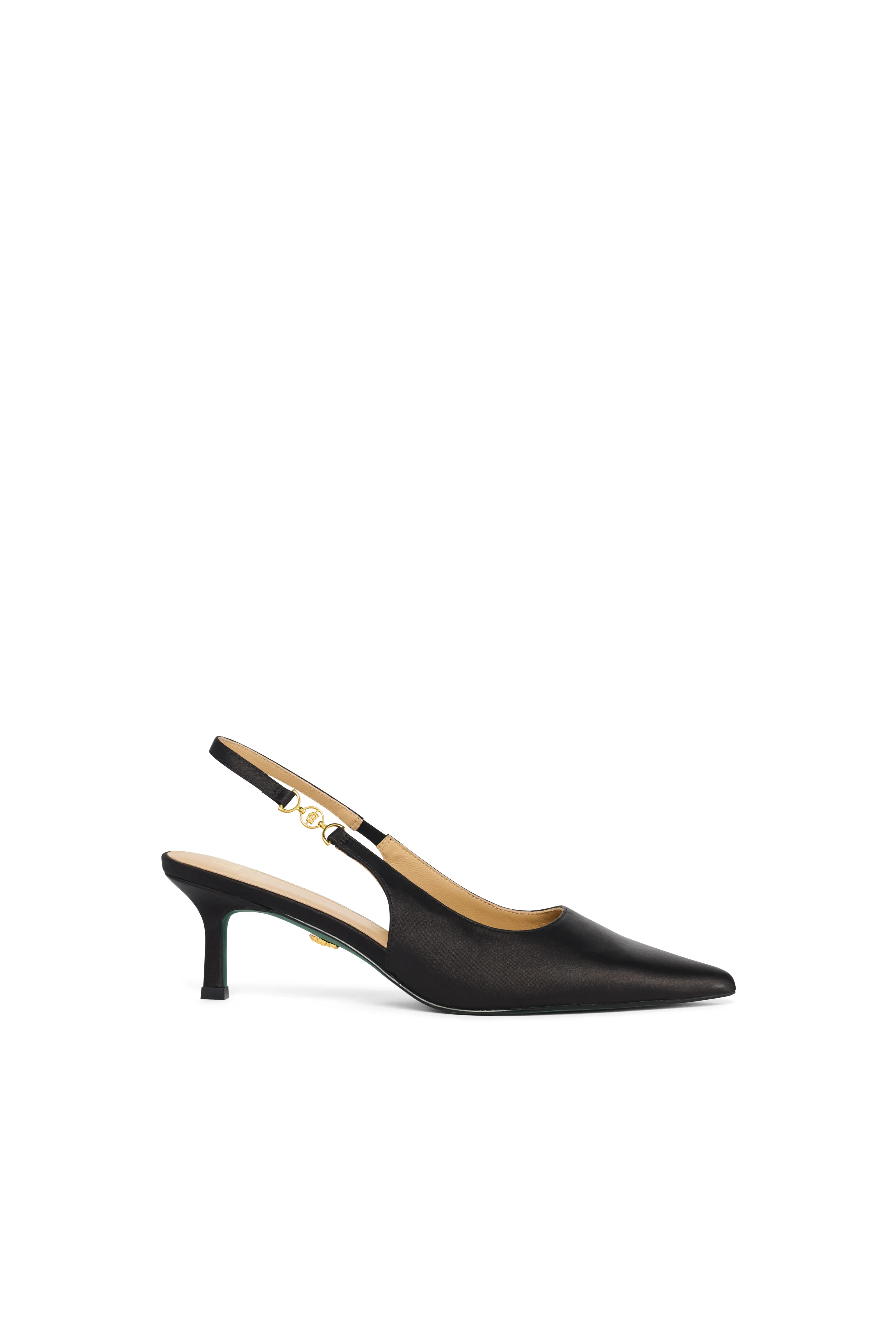 Regency Satin Kitten Heel (Black Satin) | Holland Cooper