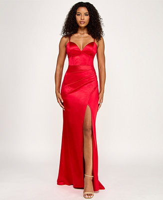 Juniors' Corset-Front Cutout-Back Gown | Macy's