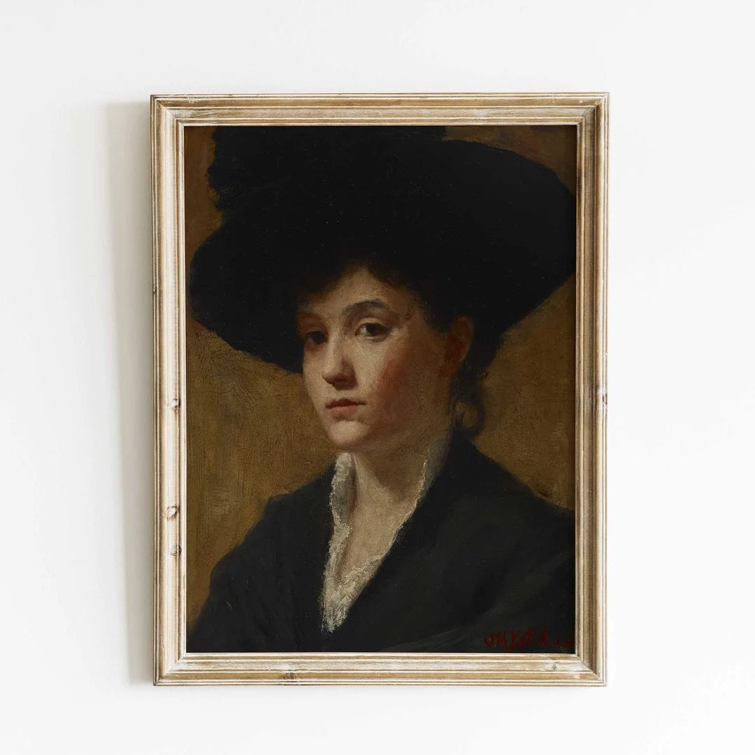 Vintage Portrait of a Lady With a Hat, Print of Antique Oil Painting From Victorian Era - Etsy | Etsy (US)