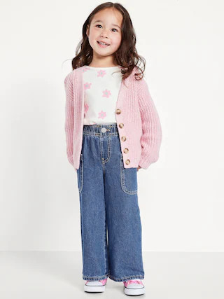 Pull-On Baggy Wide-Leg Cargo Jeans for Toddler Girls | Old Navy (CA)