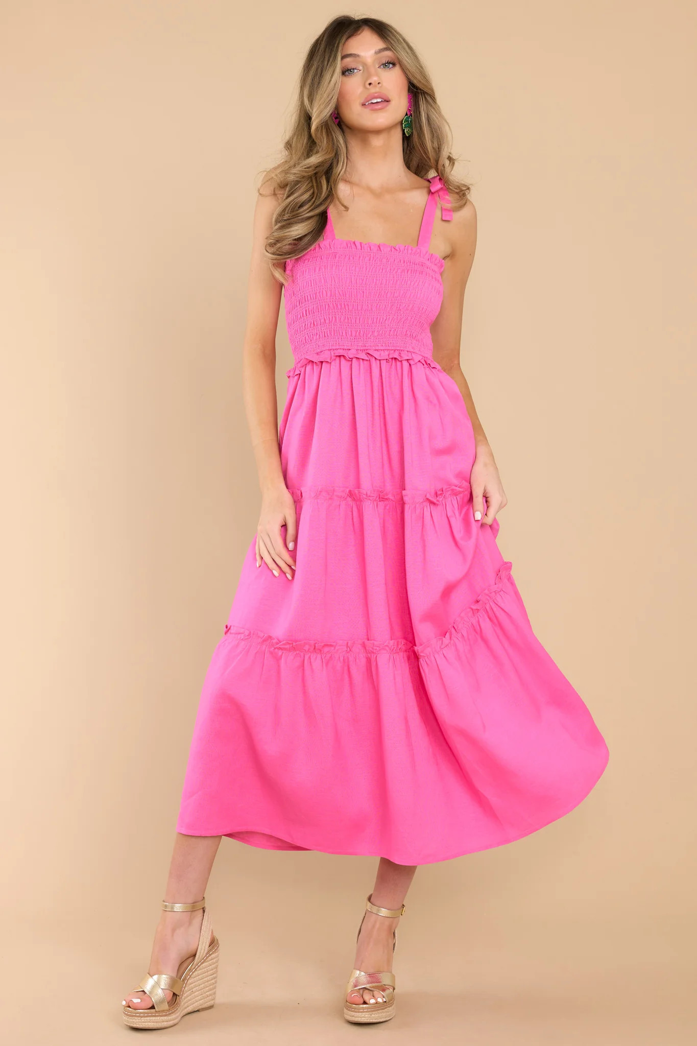 Morning Wishes Pink Midi Dress | Red Dress 