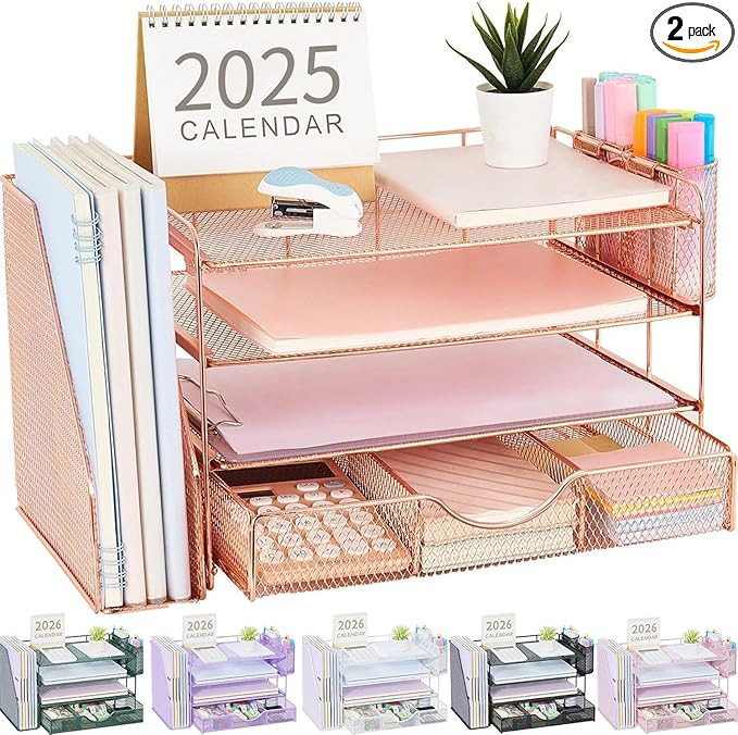 gianotter Desk Organizers and Accessories with File Holder, 4-Tier Desk Accessories & Workspace O... | Amazon (US)