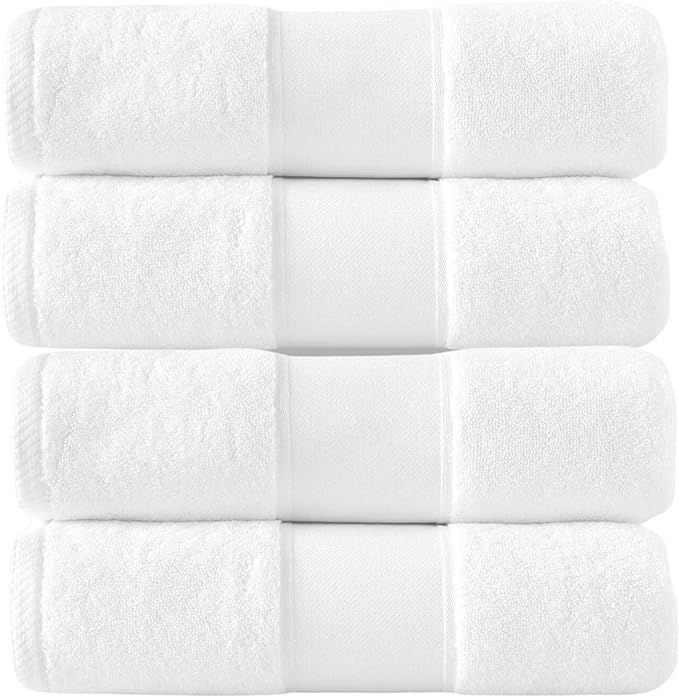 GT Globaltex Fine Linens Luxurious White Bath Sheet Set of 4 | Ultra-Plush 680 GSM Cotton Towels ... | Amazon (US)