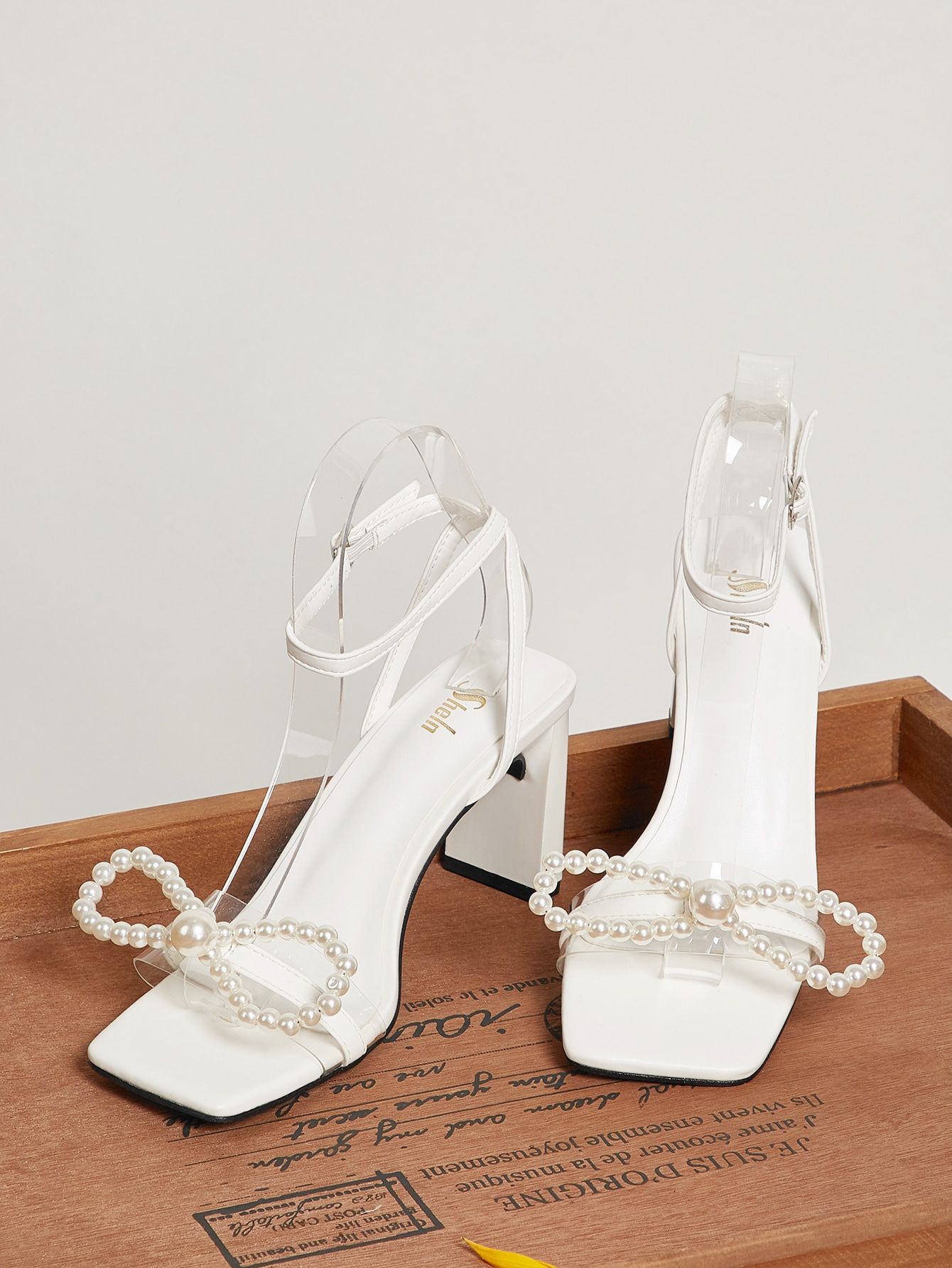 Faux Pearl & Bow Decor Ankle Strap Sandals | SHEIN