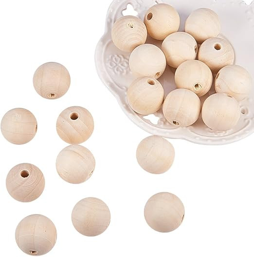 PandaHall Elite 100 Pcs 25mm (1 Inch) Natural Unfinished Wood Spacer Beads Round Ball Wooden Loos... | Amazon (US)