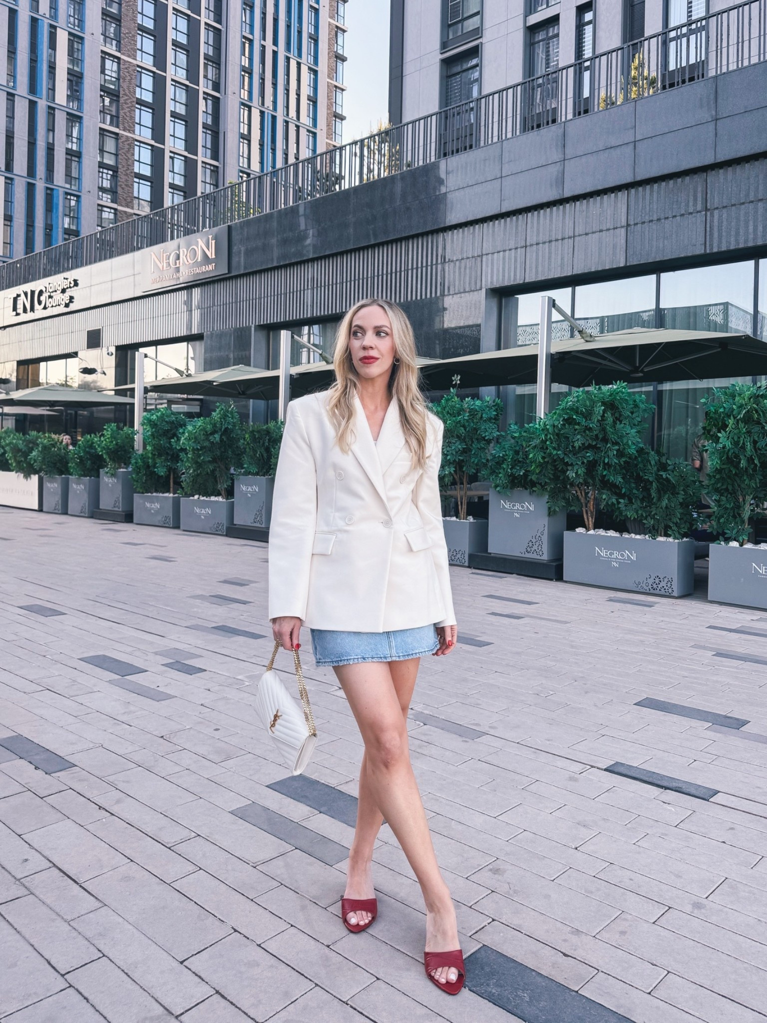 Date night outfit, white blazer, @levi denim mini skirt, red mules, white blazer outfit

#LTKSeasonal #LTKOver40 #LTKootd