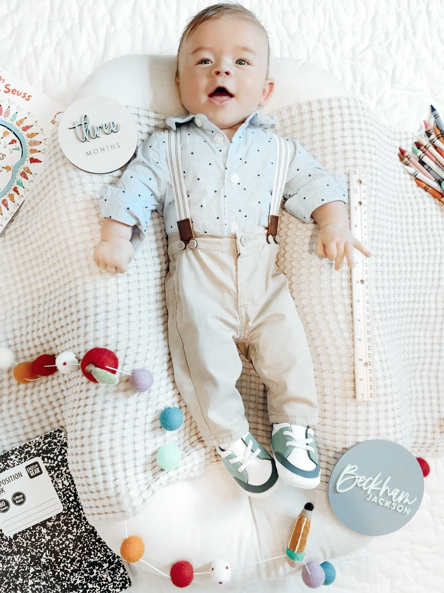 Beckham’s back to school theme 3 month pictures ! This suspender outfit was too cute! 

#LTKBaby #LTKBump #LTKBacktoSchool