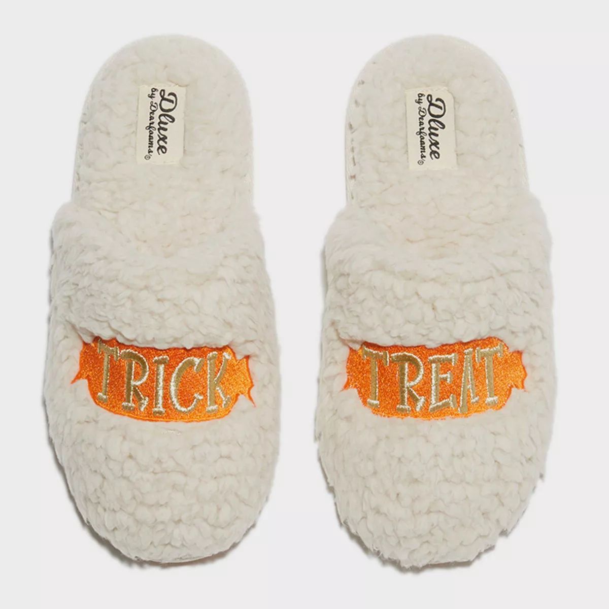 dluxe by dearfoams Women's Halloween Trick or Treat Slippers - Cream | Target