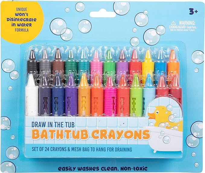 Bath Crayons Super Set - Set of 24 Draw in the Tub Colors with Bathtub Storage Mesh Bag -Non-Toxi... | Amazon (US)