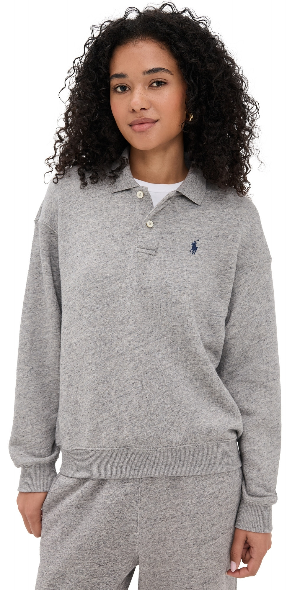 Polo Ralph Lauren Polo Collar Sweatshirt Grey Heather L | Shopbop